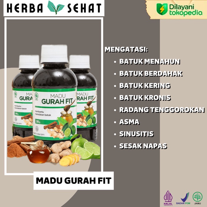 

Madu GURAH FIT Herbal Alami Masalah Pernapasan Sinusitis Asma Batuk
