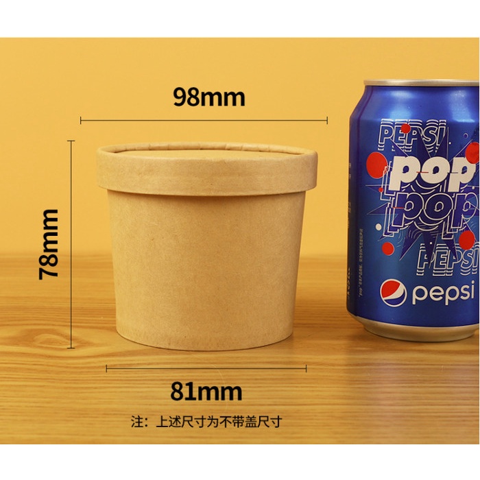TERLARIS Paper Brown Bowl Cup + Tutup Kraft Coklat Packaging Makanan Ice Cream