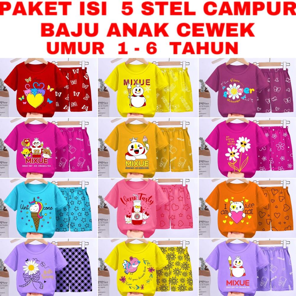 VALMELO PAKET HEMAT 5 PCS BAJU ANAK PEREMPUAN