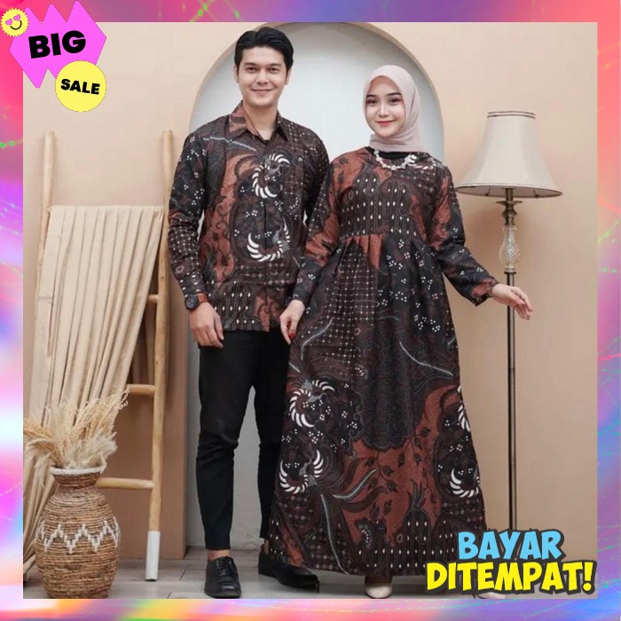 Dres Muslimah Sarimbit Modern Gamis Couplean Murah Baju Hamis Kopel Idulfitri Syar'I Gamos Pasangam 