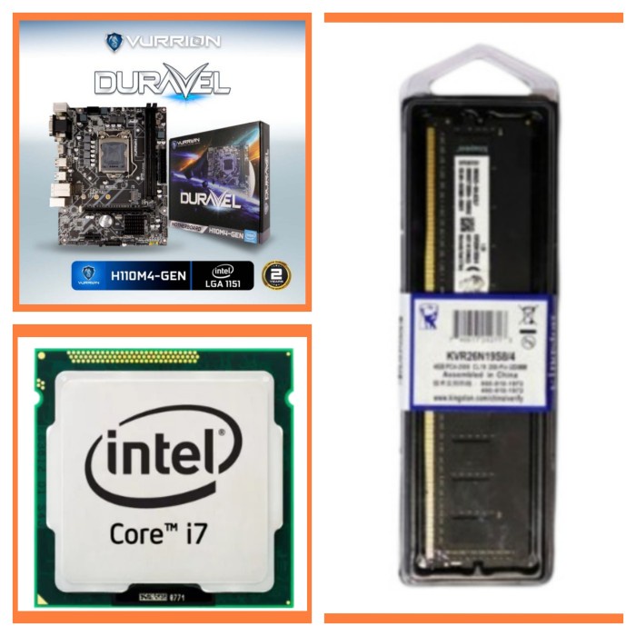 PAKET MOBO VURRION H110M4 + I7 7700 + RAM 8GB FREE HSF