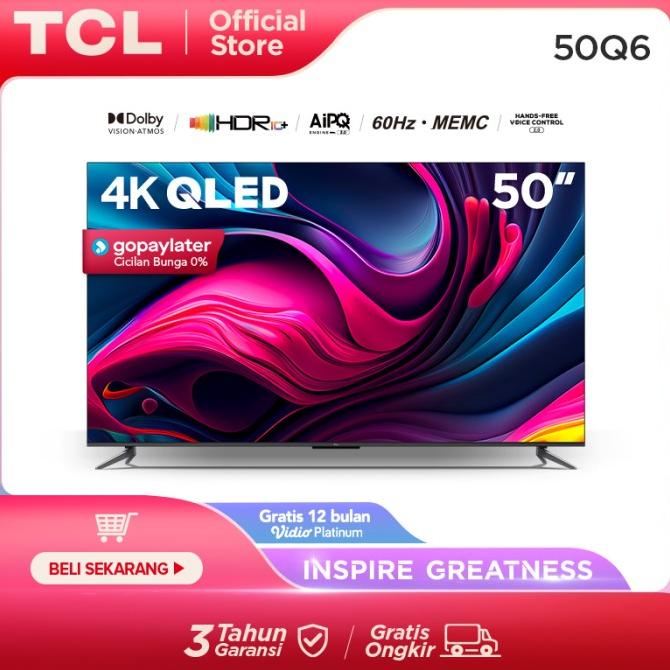 TCL 50 inch QLED Google TV 4KUHD - Dolby Atmos/Vision - MEMC - 50Q6