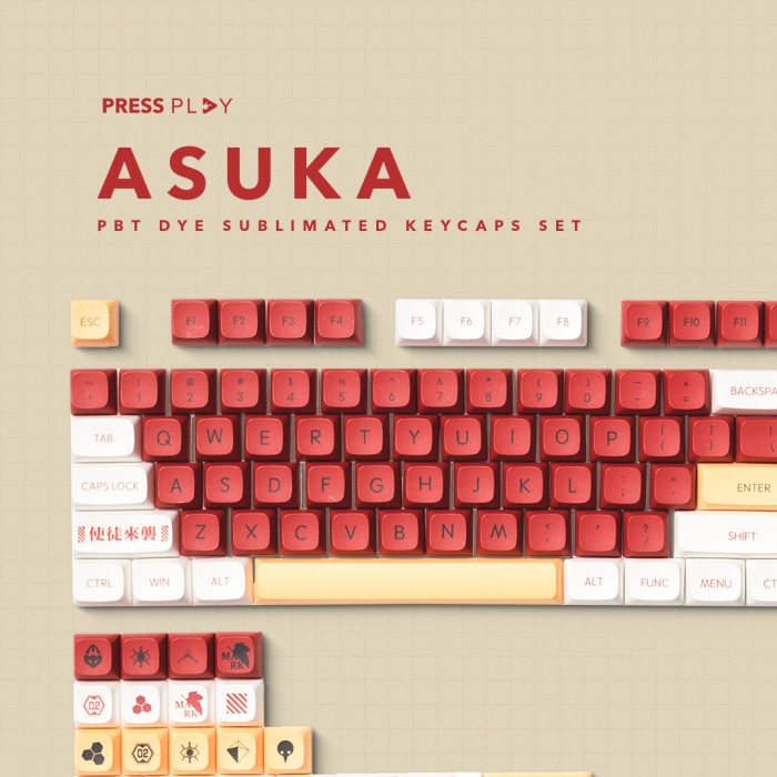 Asuka EVANGELION PBT Dye Sub Keycaps Mechanical Keyboard