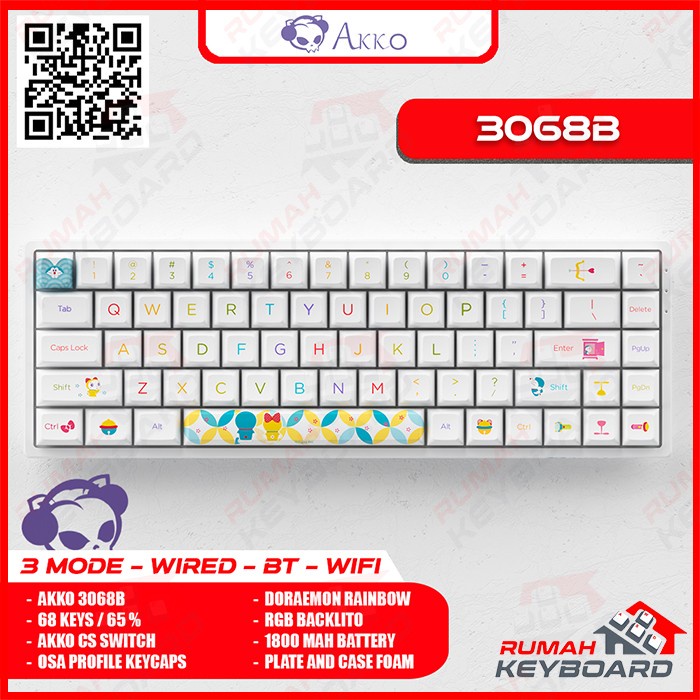 MECHANICAL KEYBOARD - AKKO 3068B V2 - 65% - 3 MODES - DORAEMON
