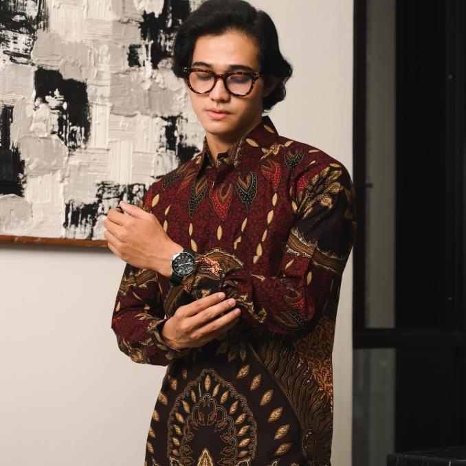 Batik Ayman - RAKSA MAROON | Kemeja Batik Pria Katun Solo Halus