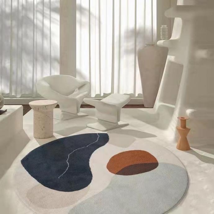 karpet ruang tamu bulat minimalis aanti slip bulu / round carpet