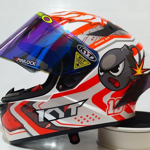 Cod Helm Kyt Tt Course Motif Mario Paket Ganteng Free Visor Dan Spoiler Ter Dan Bisa((Cod))