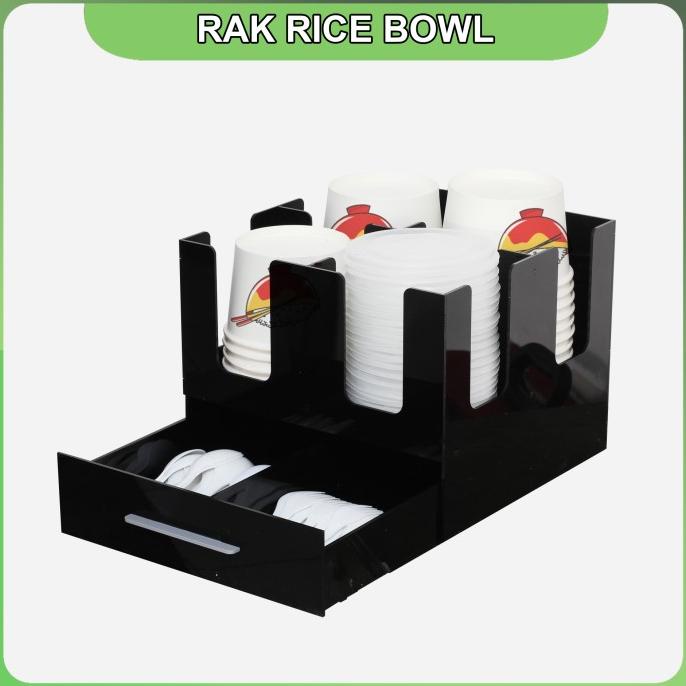 

Rak Paper Rice Bowl / Paper Bowl Organizer 4 Slot With Spoon Drawer LS