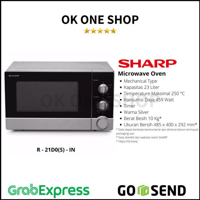 Sharp Straight R-21DO(S)-IN. Microwave Oven 23 Liter. 450 Watt. Baru