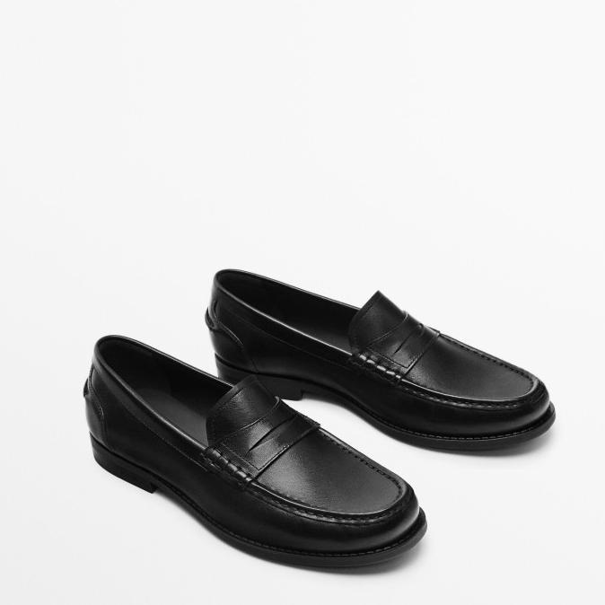 Sepatu Pria Massimo Dutti Loafers Leather Black Original Authentic Herimarhevan