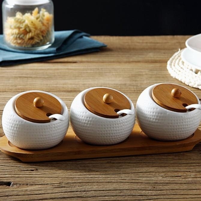 Round Seasoning Jar Set / tempat bumbu set