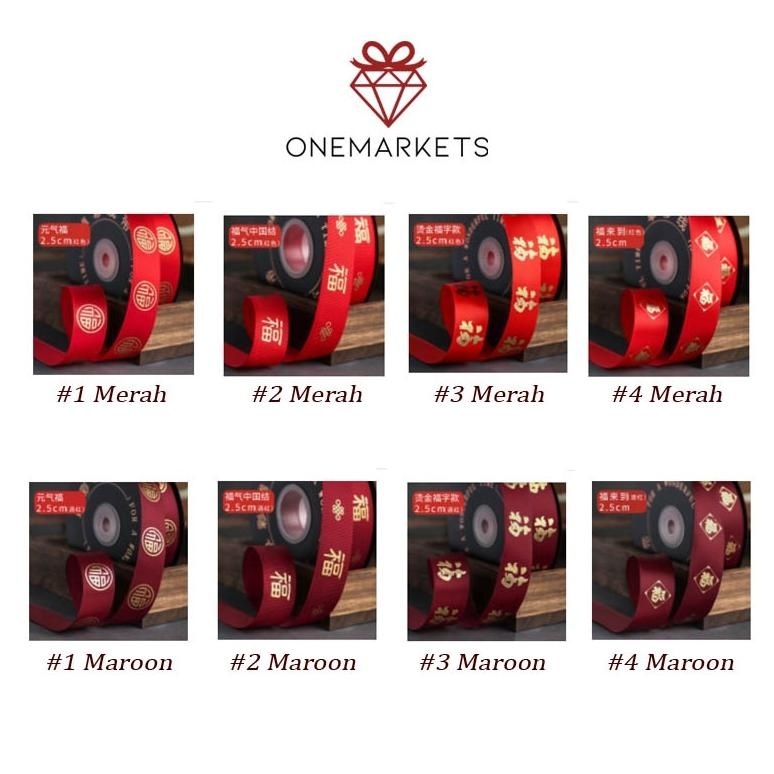 

TRY 5 Meter Pita Imlek HOK 2,5cm - RIbbon Chinese New Year FU PS201 TERLARIS