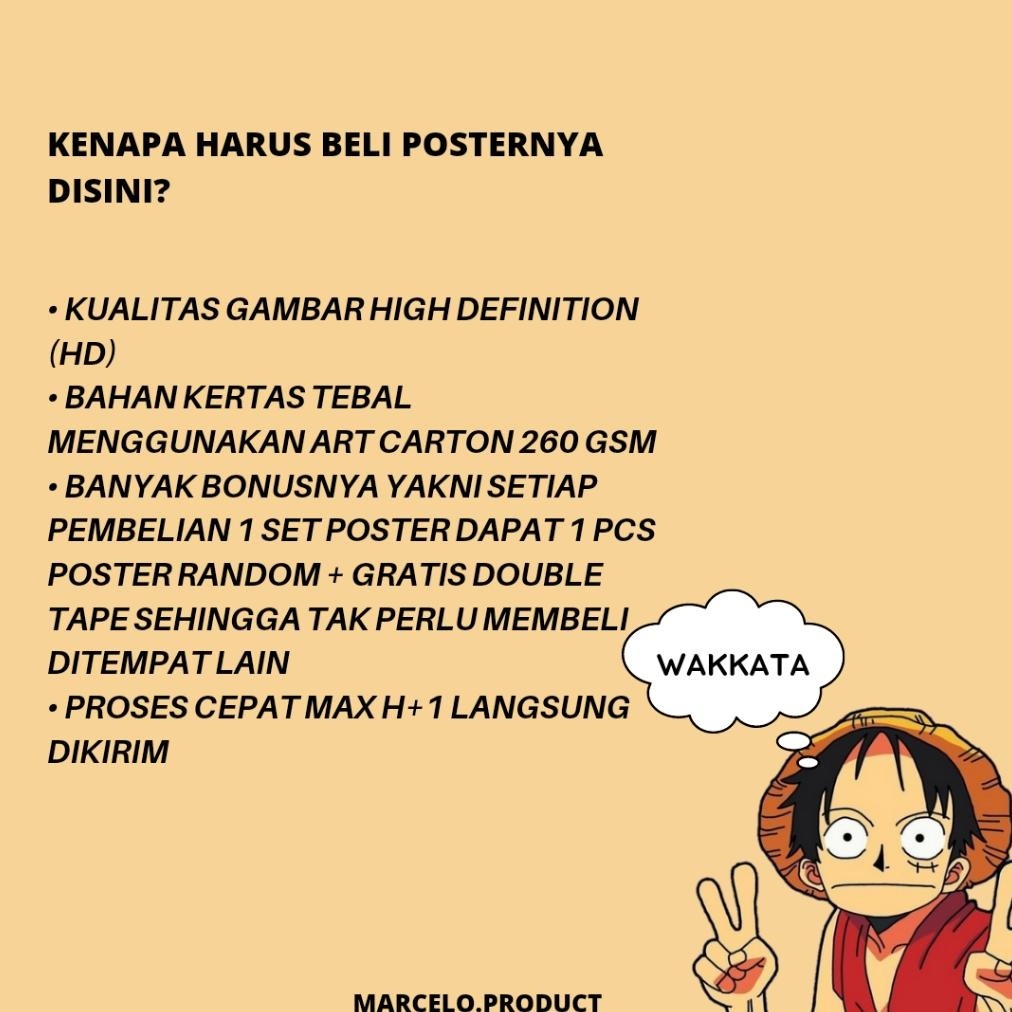 Serba Murah Poster Bounty One Piece Terbaru 1 set kru Komplit Mugiwara Ukuran A4 / Dekorasi dinding 
