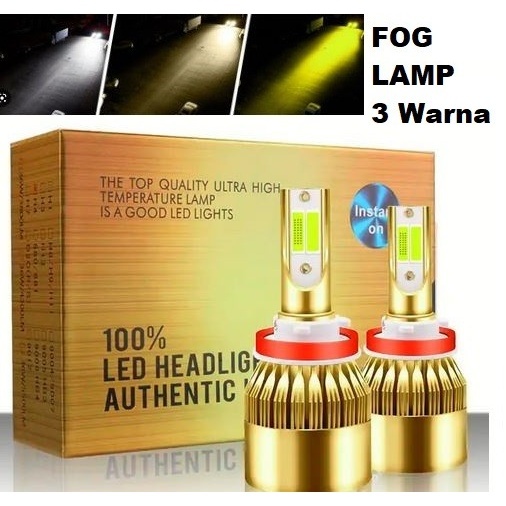 LED Mobil Foglamp 3 warna komplit maen switch h11 hb3 hb4