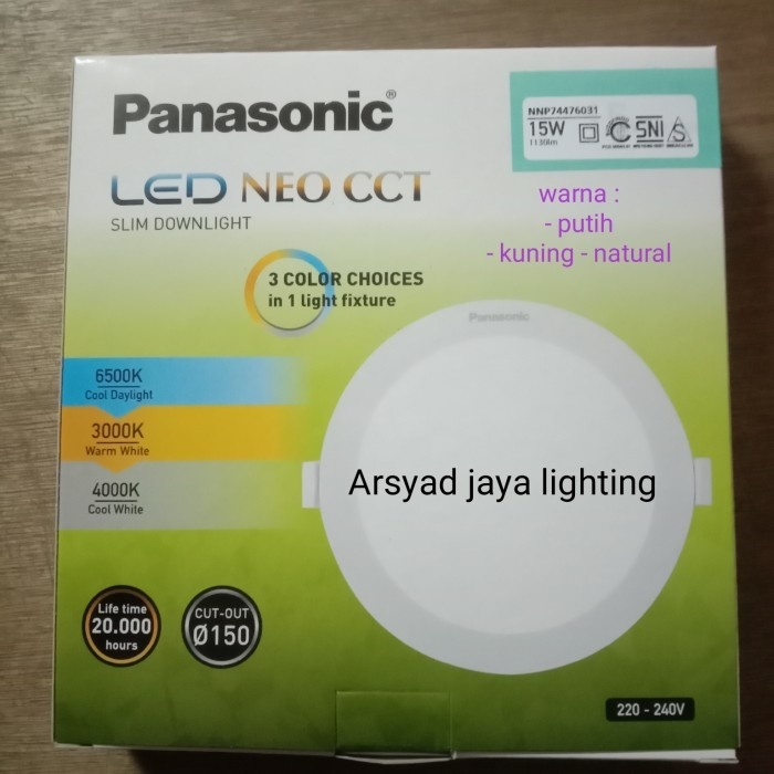 LAMPU LED NEO CCT SLIM DOWNLIGHT 15 WATT 3 WARNA PANASONIC NNP74476