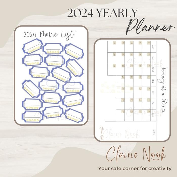 

Clairie Nook Yearly Planner 2024 Pastel Jurnal Journal / Diary Planner