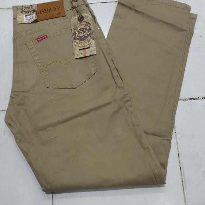 NEW PRODUK CELANA KANVAS KATUN BAHAN STRETCH WARNA CREAM FALLAS ORIGINAL 28-38 