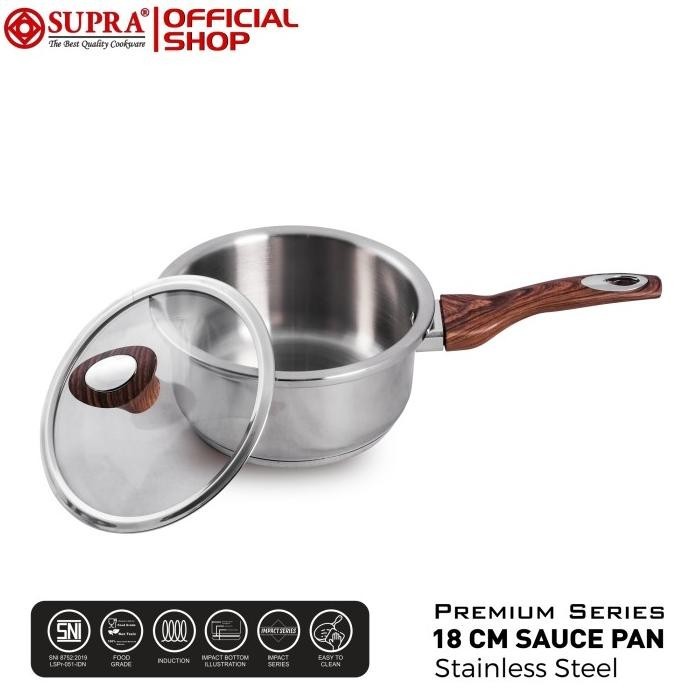 SUPRA Panci Stainless Steel Sauce Pan 18 Cm Premium