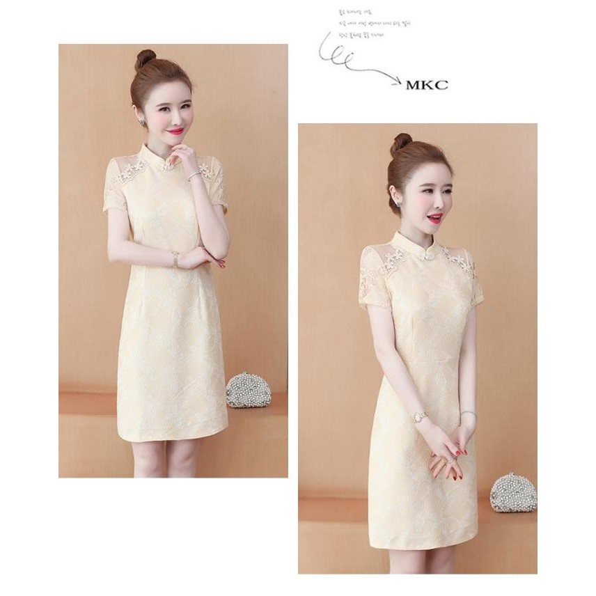 Dress Cheongsam Wanita Korea D7733 Pengiriman Cepat