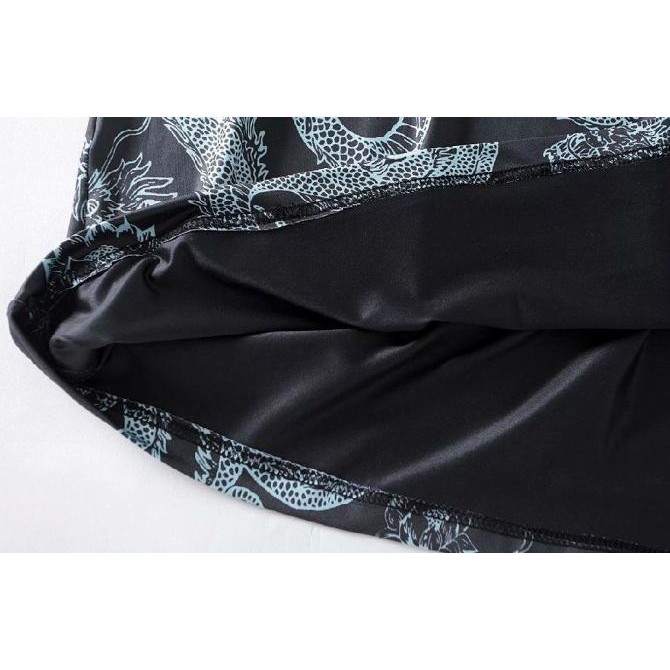 Terbaik Dress Cheongsam Imlek Mini Wanita Warna Hitam Motif Naga Premium Berkualitas