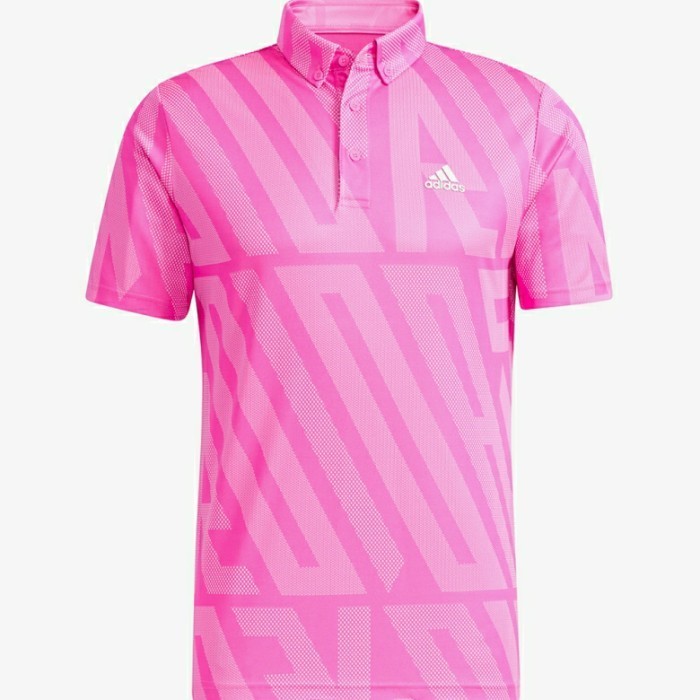 ✅Baru Kaos Golf Pria Adidas Men'S Polo Shirt - Screaming Pink Original Terbaru