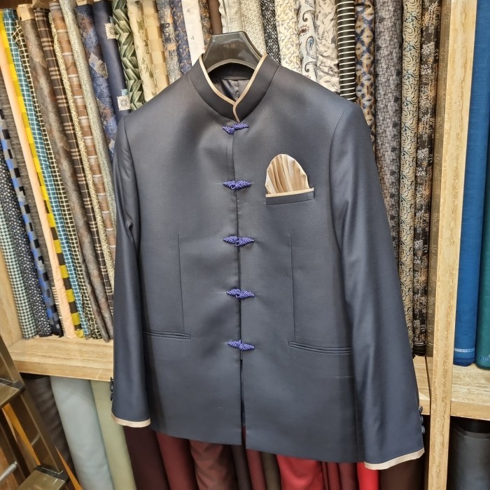 ✅New Jas Cheongsam Pria / Qipao /Sanjit Navy Gold Diskon