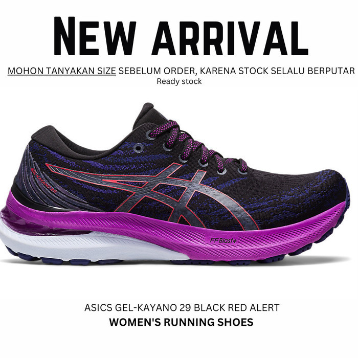 ✅New Asics Gel-Kayano 29 Black Red Alert Sepatu Lari Wanita Original 100  Diskon