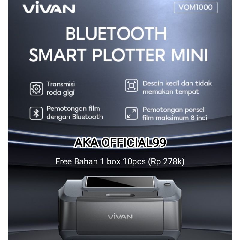 VIVAN VQM1000 All New Bluetooth Mini Smart Plotter Mesin Cutting Hydrogel (Free Hydrogell 1box)