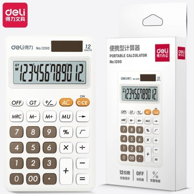 

Berkualitas! Deli Mini Desk Calculator Kalkulator Mini Portable Dual Power 1200 ~