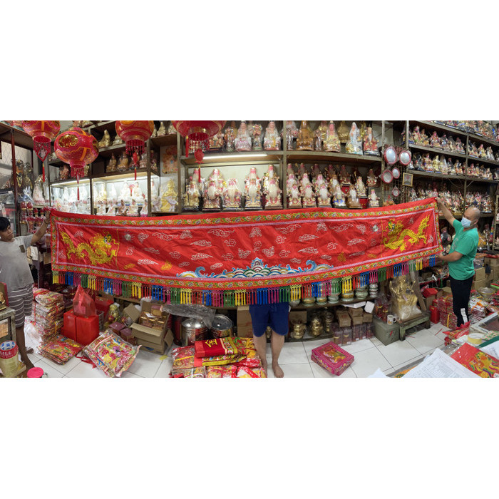[Baru] Hiasan Kain Atas Altar. Men Cai 48Meter Bisa Requst Huruf Mandarin Terbaru