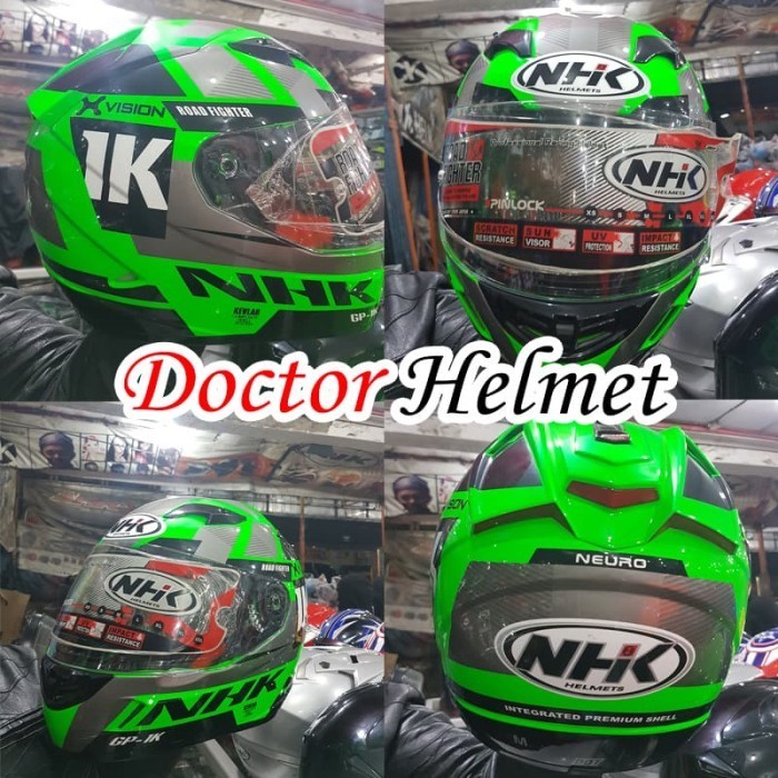 [New] Helm Nhk Gp 1000 Motif X-Vision Hijau Gp1000 Double Visor Full Berkualitas