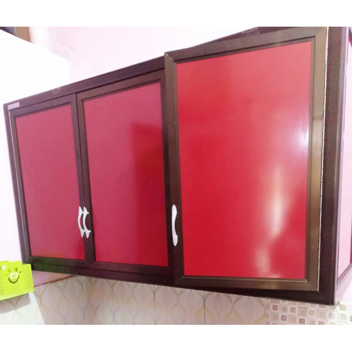 [New] Kitchen Set Dapur Atas 3 Pintu Aluminium With Acp - Merah Terbatas