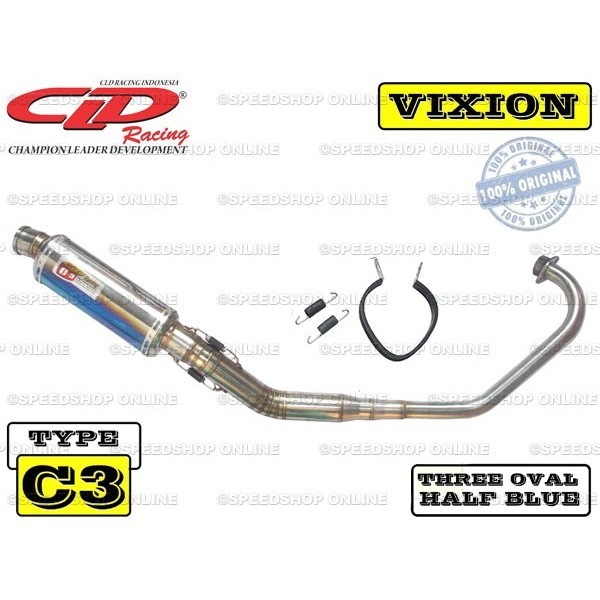 [Original] Knalpot Cld Yamaha Old Vixion Original Type C3 Tri-Oval Half Blue Diskon
