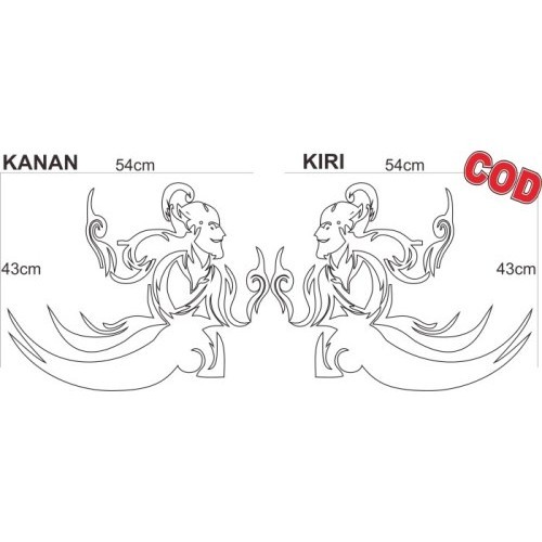 Stiker Mobil Variasi Wayang Po Haryanto Kanan Kiri Cutting Sticker - Putih