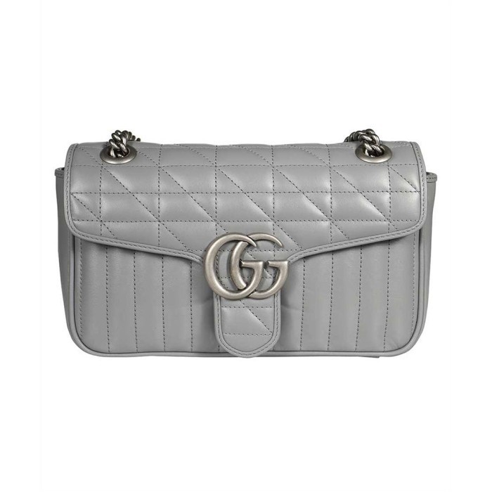 ✅New Gg Marmont Flap Small Geometric Shoulder Bag Dark Grey Shw 26X7X15 Limited