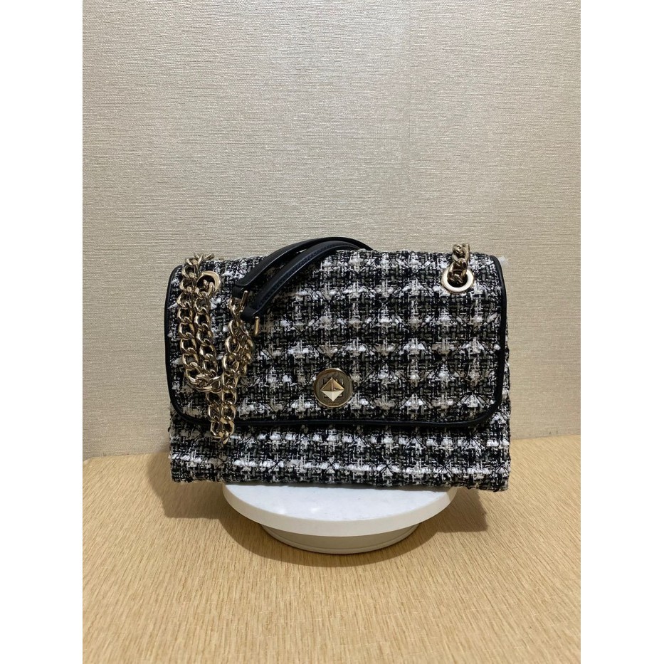 ✅New Kate Spade Medium Flap Shoulder Bag Natalia Tweed Terbaru