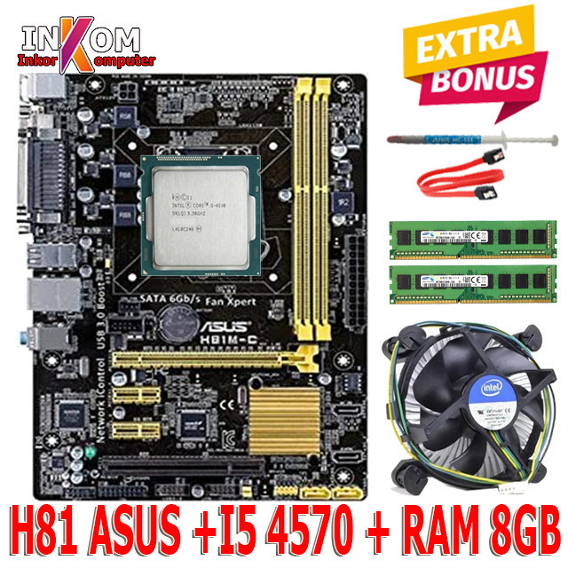 Mainboard Mobo Motherboard H81ONBOARD DAN PROCESSOR HASWELL RAM 8GB