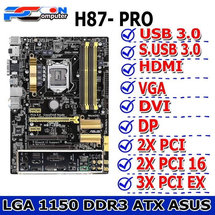 Promo Terbatas Mainboard Motherboard Mobo H97 Atx Soket Lga 1150