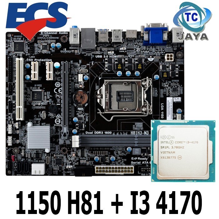 Paket mobo H81 ECS + processor Core i3