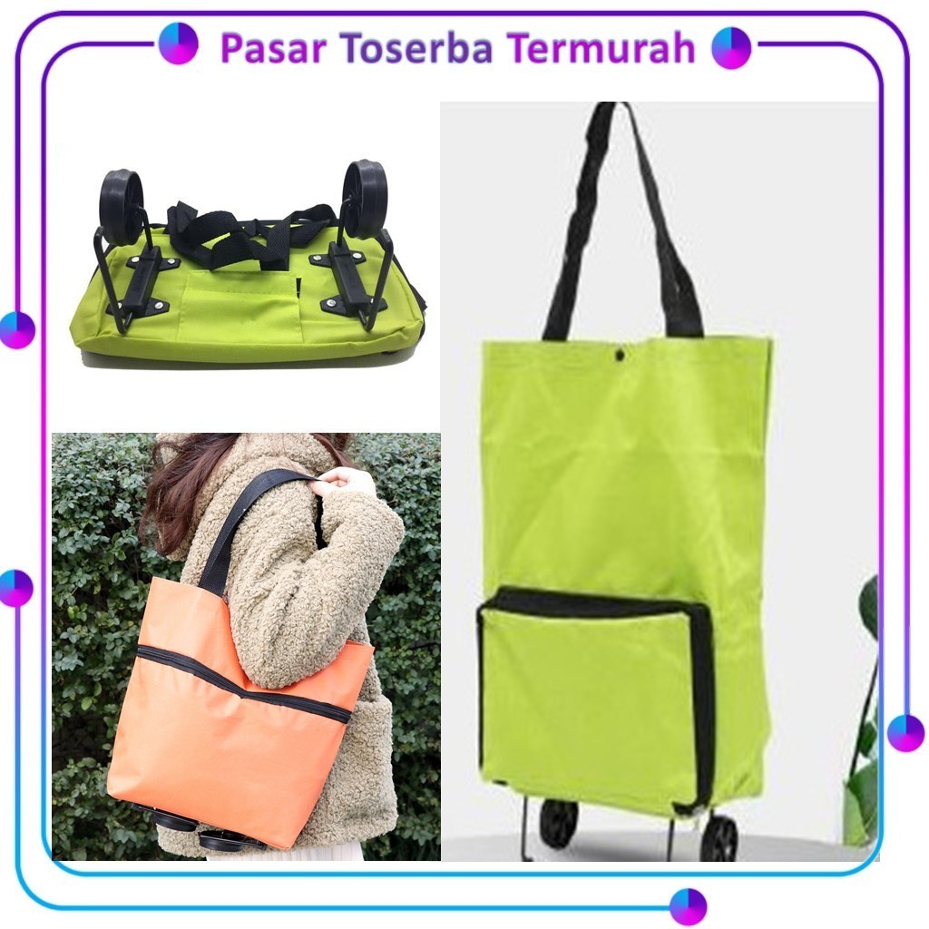 Market1688  Tas Troli Belanja Lipat Motif Roda Trolly Bag Shopping Tas eco lipat roda