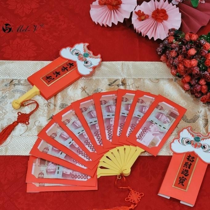 

ANGPAU KIPAS 10 SLOT ANGPAO IMLEK BENTUK KIPAS LIPAT AMPLOP MERAH