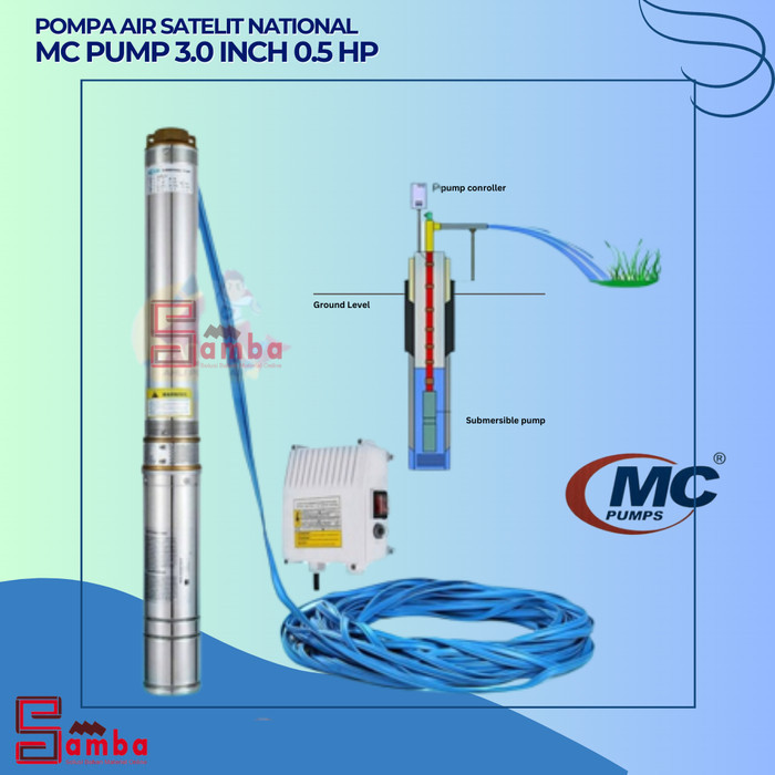 Ready Pompa Air Satelit National Mc Pump 0.5 Hp 3 Inch Komplit Kabel