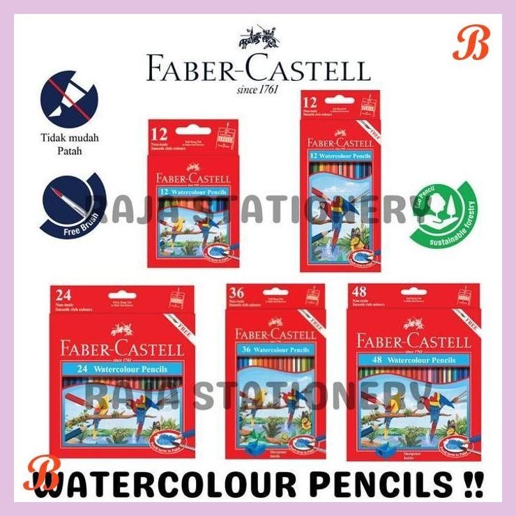 

| KG | FABER CASTELL WATERCOLOUR PENCIL 12 24 36 48 PENSIL WARNA FABER CAT