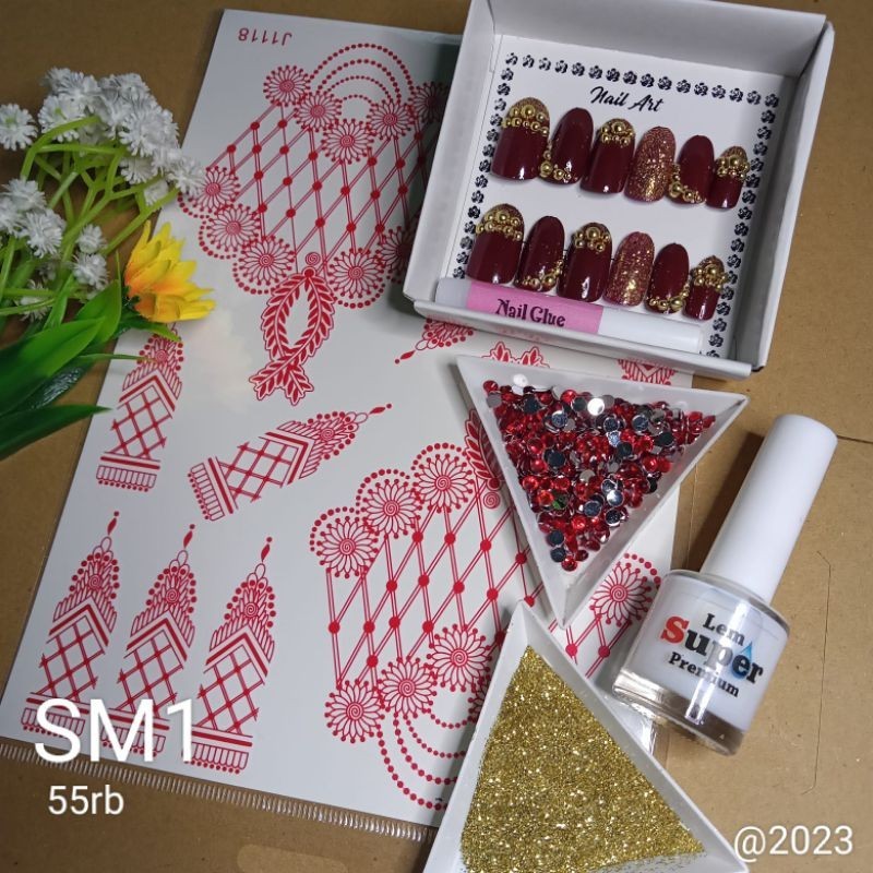 Sticker Henna Merah SM1, SM2, SM3, SM4, SM5, SM6, SM7