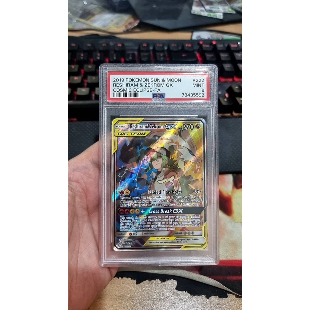 ✅Baru Reshiram Zekrom Gx 222/236 Alternate Art Pokemon Cosmic Eclipse Psa 9 Diskon