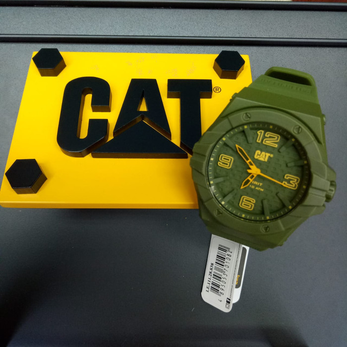 ✅New Caterpilar Cat Jam Tangan Pria Karet Hijau Le.111.28.838 Original Berkualitas
