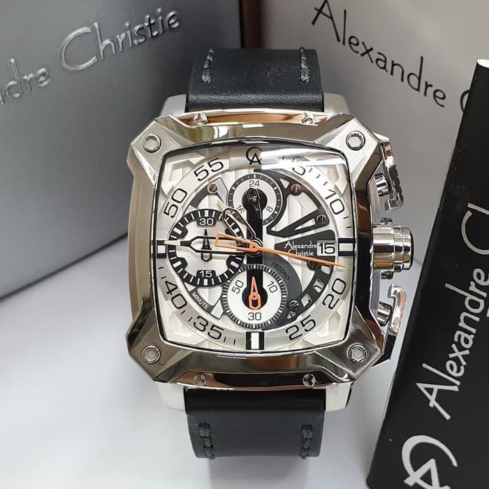 ✅New Jam Tangan Pria Alexandre Christie Original Ac 3038Mc Black Grey White Diskon