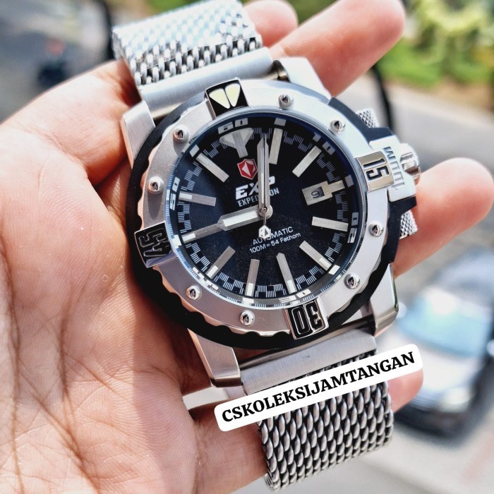 ✅New Ori Jam Tangan Pria Expedition E 302 E302 Exp302 Silver Black Original Berkualitas
