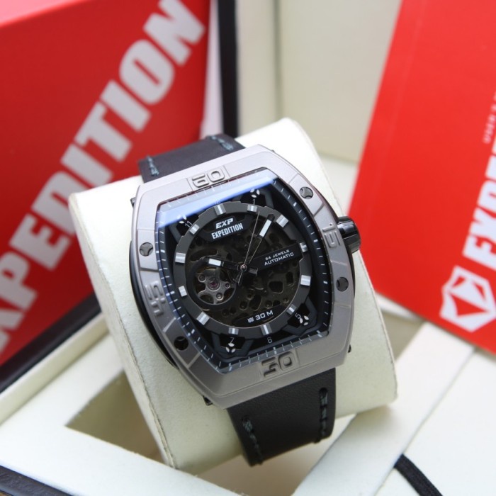 ✅New Jam Tangan Expedition Pria Exp 6800 / 6800 Automatic - Black Silver Terbaru