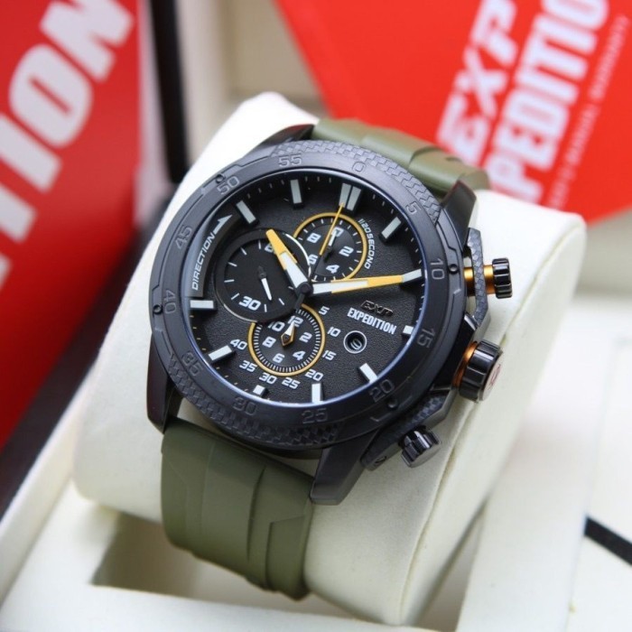 ✅New Ori Jam Tangan Expedition 6810 Original Garansi 1 Tahun Rubber Green Limited